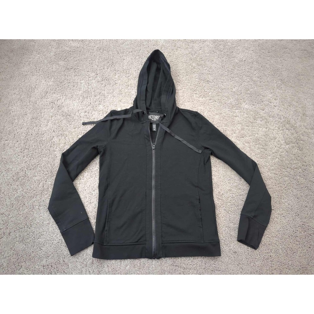 Victoria Sport Full Zip Hoodie Womens XS Black Long‎ Sleeve Thumb Hole Active